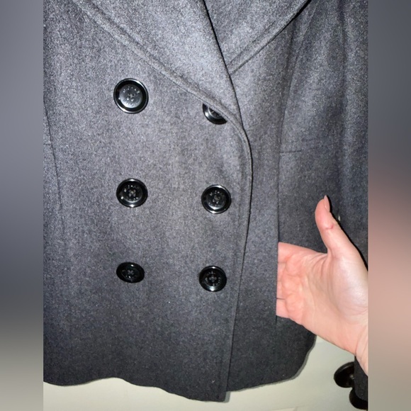 Michael Kors Women's Double-Breasted Wool Blend Peacoat in Charcoal Gray - Picture 7 of 8